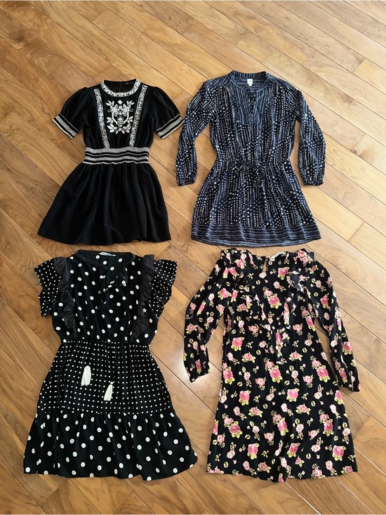 Zara Dresses & Skirts - Zara Black Dresses with White Polka Dot and Pink Floral Accents